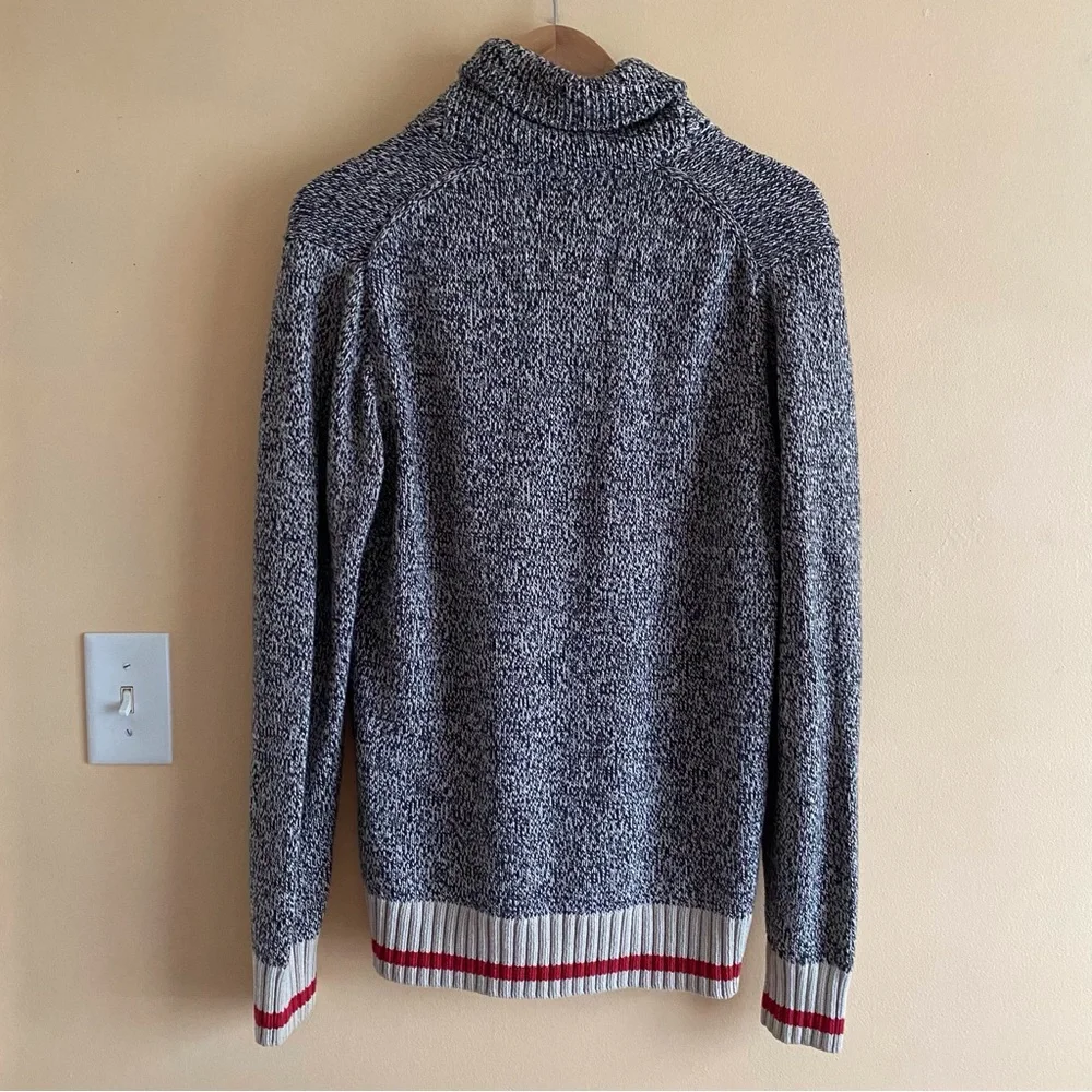 Roots Cabin Shawl Collar Cardigan Men Small Salt Pepper Cotton Pockets Preppy - Picture 7 of 15